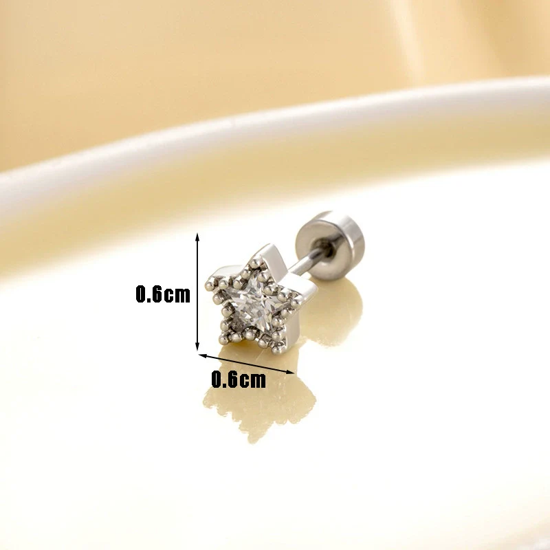 Wholesale Women's Titanium Steel Inlaid Zircon Fivepointed Star Earring - Image 4