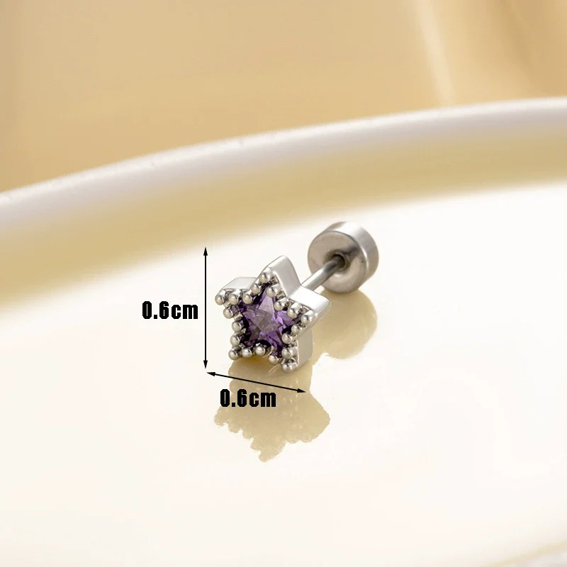 Wholesale Women's Titanium Steel Inlaid Zircon Fivepointed Star Earring - Image 8