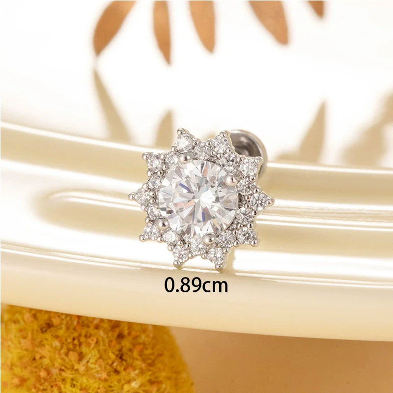 Wholesale Women's Titanium Steel Inlaid Zircon Geometric Heart Ear Nail - Image 3
