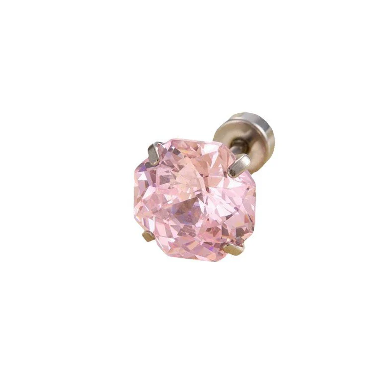 Wholesale Women's Titanium Steel Inlaid Zircon Geometric Sweet Style Handheld Flower Cut Eightsided Ear Nail - Image 3