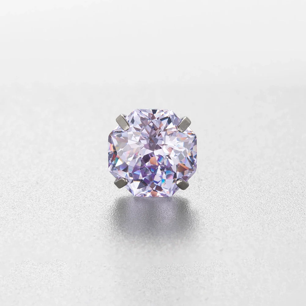 Wholesale Women's Titanium Steel Inlaid Zircon Geometric Sweet Style Handheld Flower Cut Eightsided Ear Nail - Image 5