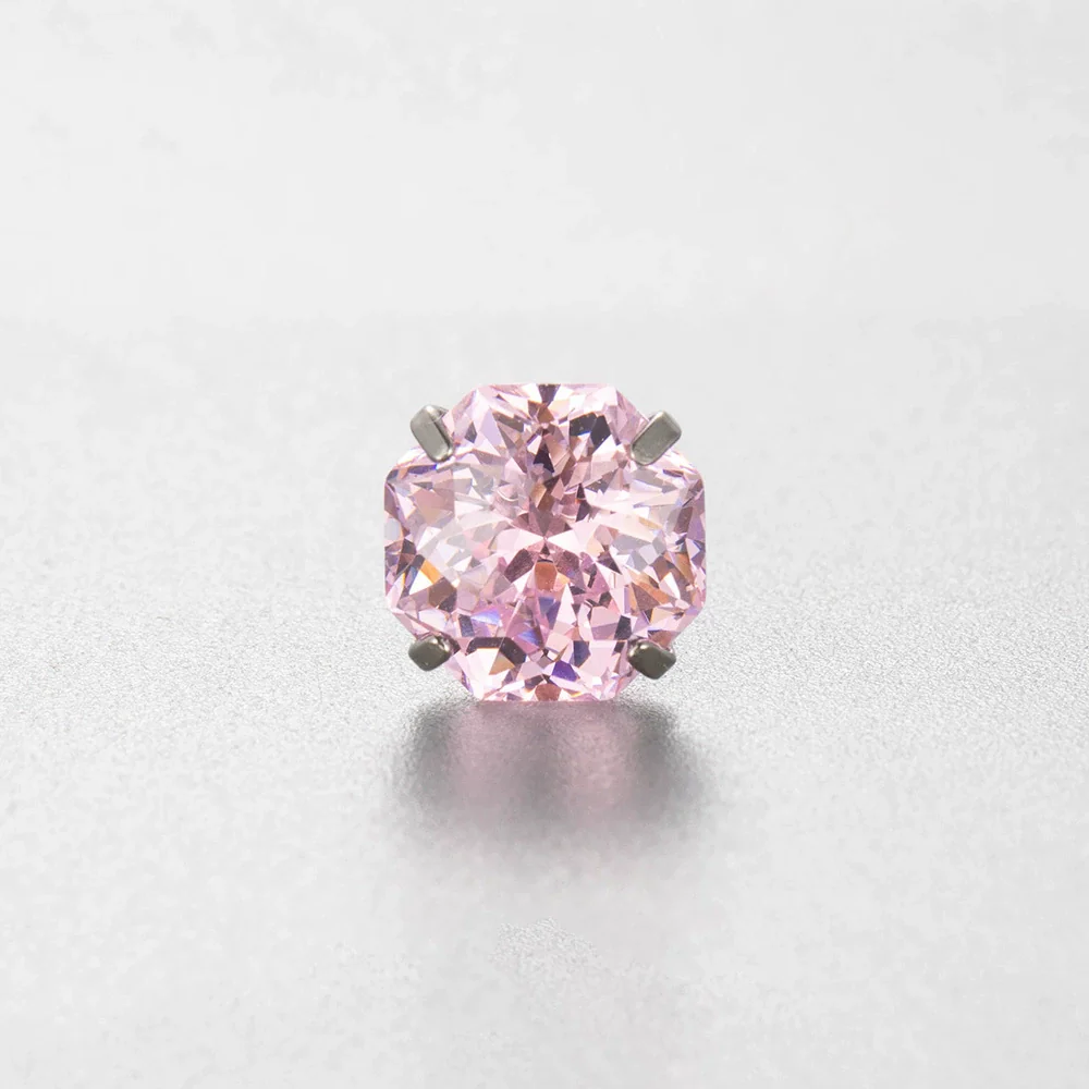 Wholesale Women's Titanium Steel Inlaid Zircon Geometric Sweet Style Handheld Flower Cut Eightsided Ear Nail - Image 7