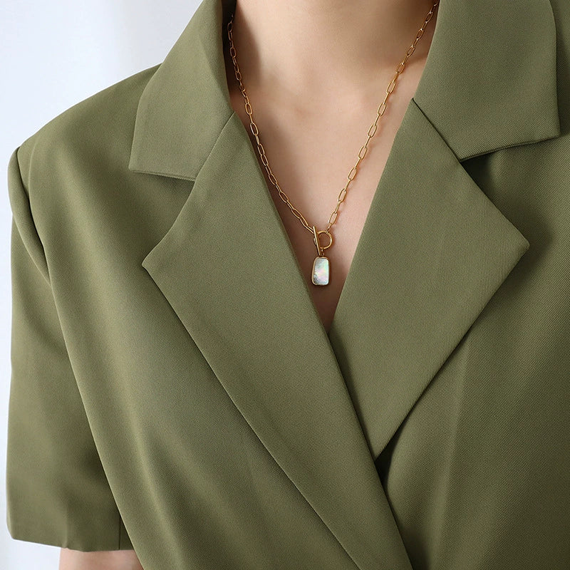 Wholesale Women's Titanium Steel Jewelry Set With Electroplating Design Including Necklace And Earrings - Image 7