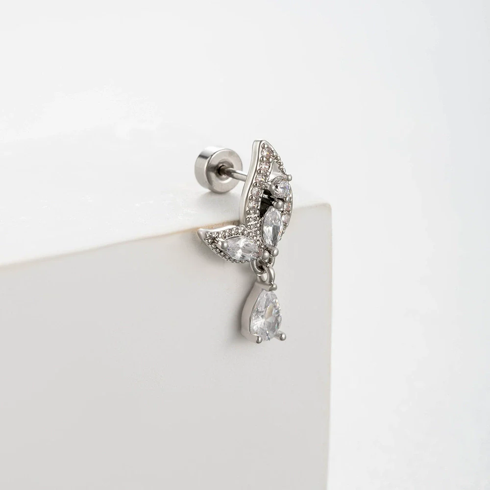 Wholesale Women's Titanium Steel Love Cross Water Drop Zircon Earrings - Image 10