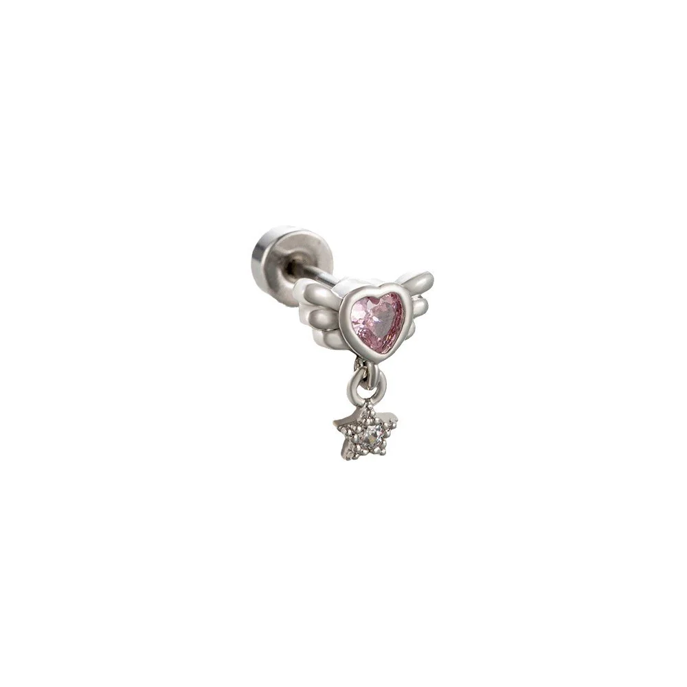Wholesale Women's Titanium Steel Love Cross Water Drop Zircon Earrings - Image 4