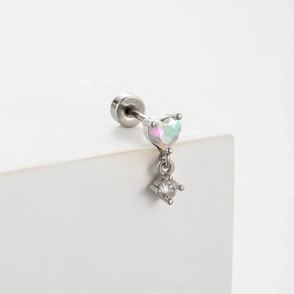 Wholesale Women's Titanium Steel Love Cross Water Drop Zircon Earrings - Image 5