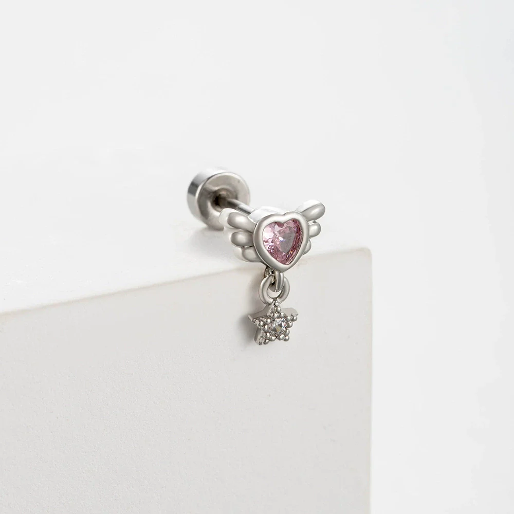 Wholesale Women's Titanium Steel Love Cross Water Drop Zircon Earrings - Image 8