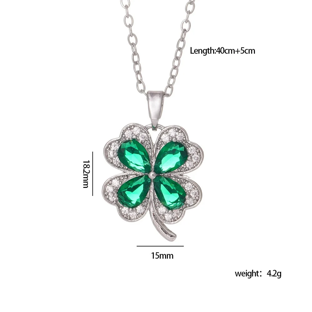 Wholesale Women's Titanium Steel Necklace With Copper Four Leaf Clover Inlaid Zircon Light Luxury Style Electroplated - Image 10