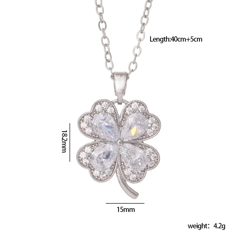 Wholesale Women's Titanium Steel Necklace With Copper Four Leaf Clover Inlaid Zircon Light Luxury Style Electroplated - Image 6