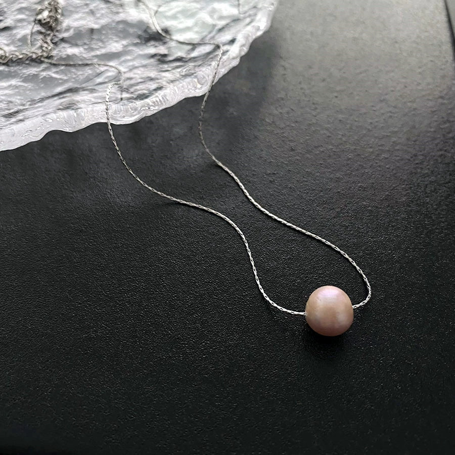 Wholesale Women's Titanium Steel Nonfading Necklace With Natural Pearl Pendant And Geometric Design Water Wave Chain - Image 11