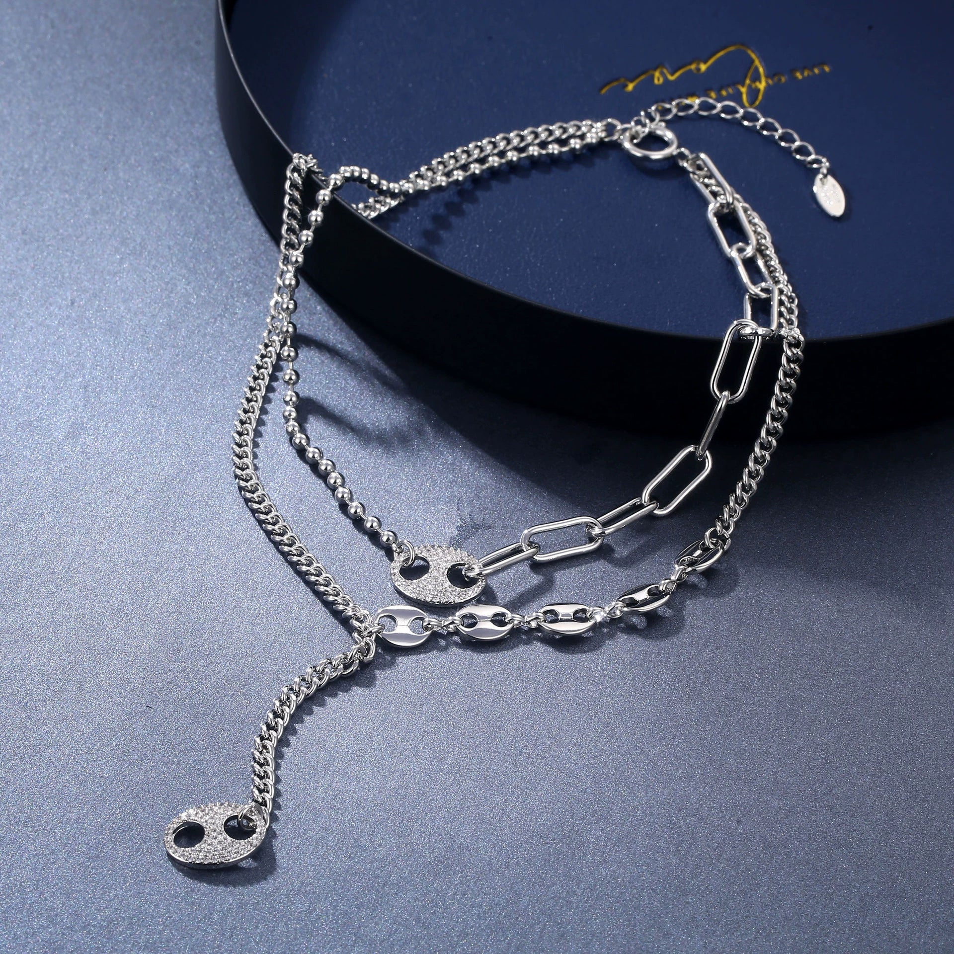 Wholesale Women's Titanium Steel Zircon Geometric Hiphop Fashion Necklace - Image 2