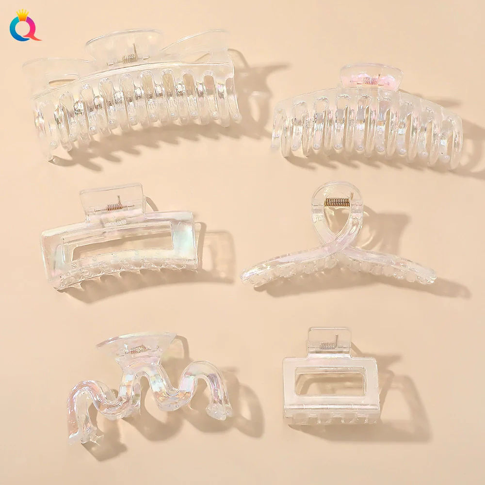 Wholesale Women's Transparent Electroplated Hair Grab Twist Cross Hairpin Hair Accessories
