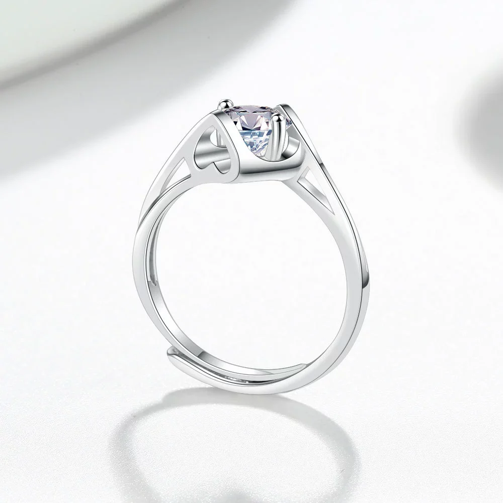 Wholesale Women's Twisted Arm Heart Moissanite Ring S925 Silver Electroplated - Image 3