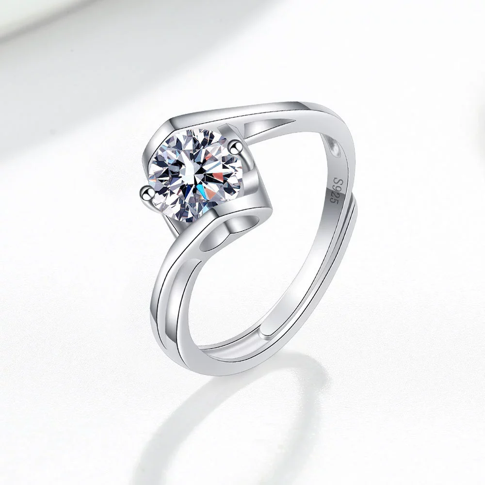 Wholesale Women's Twisted Arm Heart Moissanite Ring S925 Silver Electroplated - Image 6