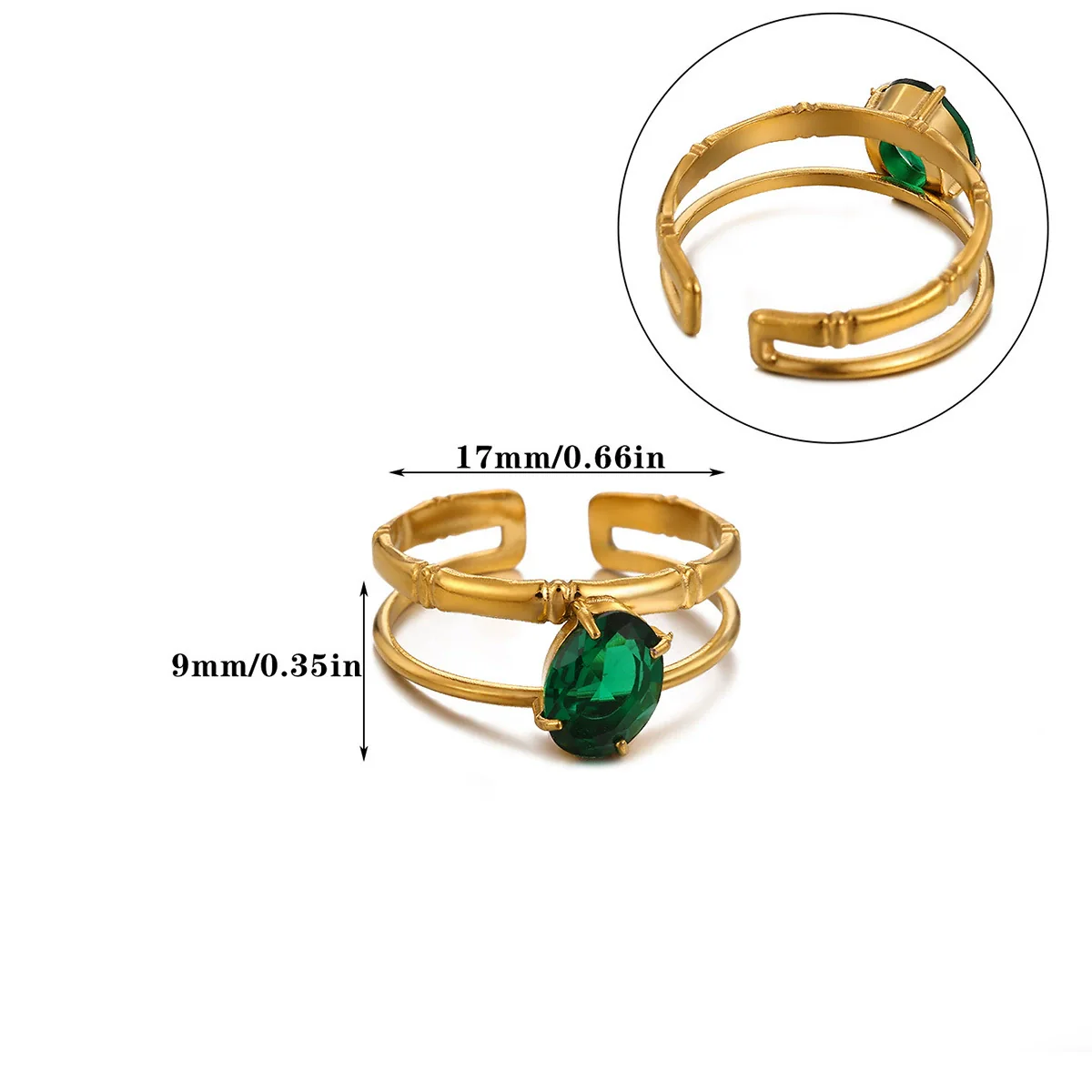 Wholesale Women's Universal Eggshaped And Fruitshaped Colorful Zircon Titanium Steel Ring With Inlaid Gold And Geometric Light Luxury Style - Image 5