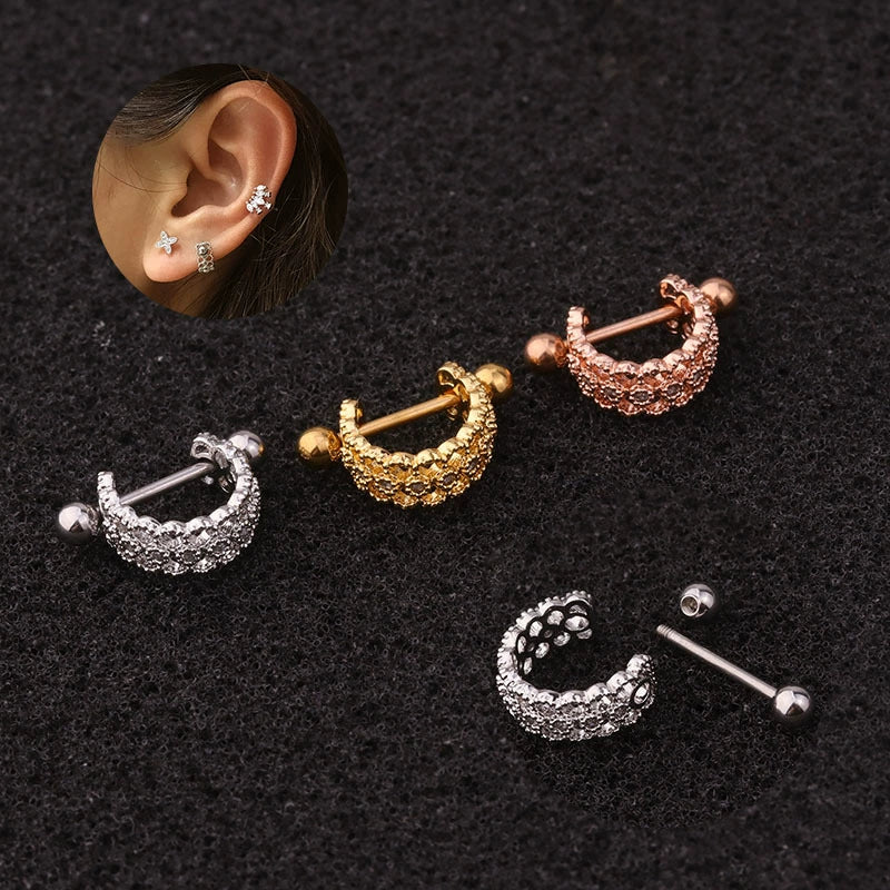 Wholesale Women's Ushaped Stainless Steel Zirconinlaid Ear Clip Jewelry