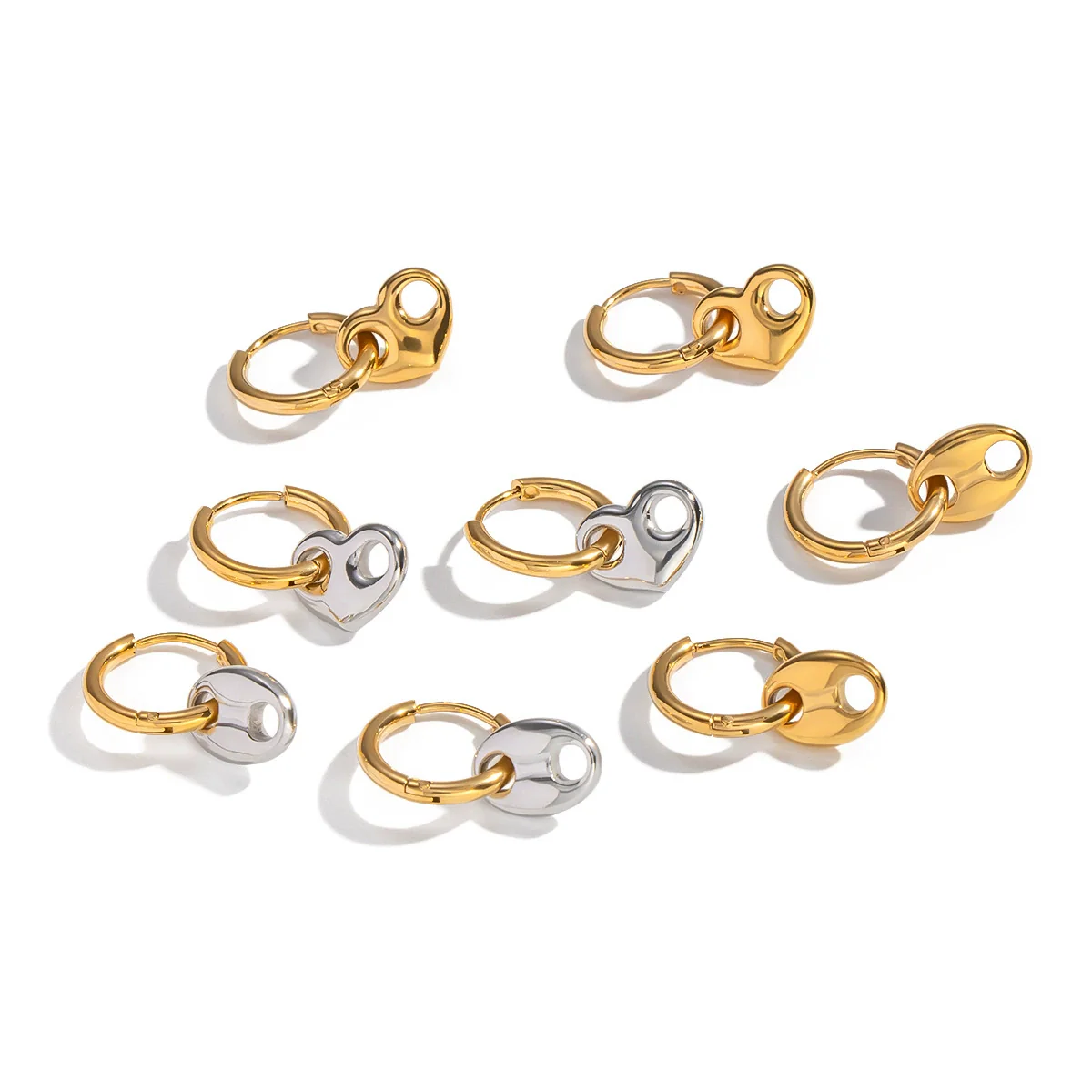 Wholesale Women's Versatile Electroplated Stainless Steel Heart Shape Hollow Earrings - Image 5
