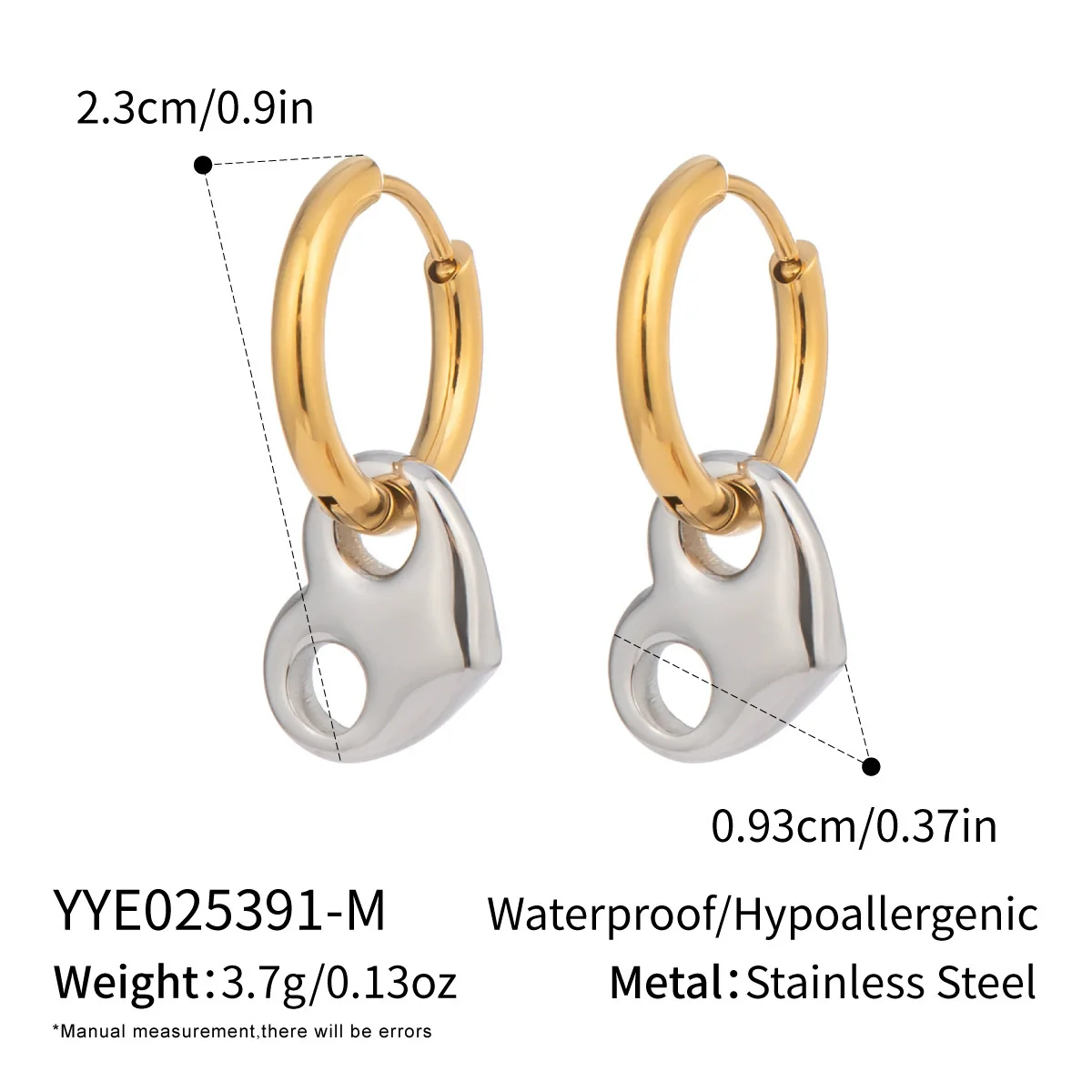 Wholesale Women's Versatile Electroplated Stainless Steel Heart Shape Hollow Earrings - Image 6