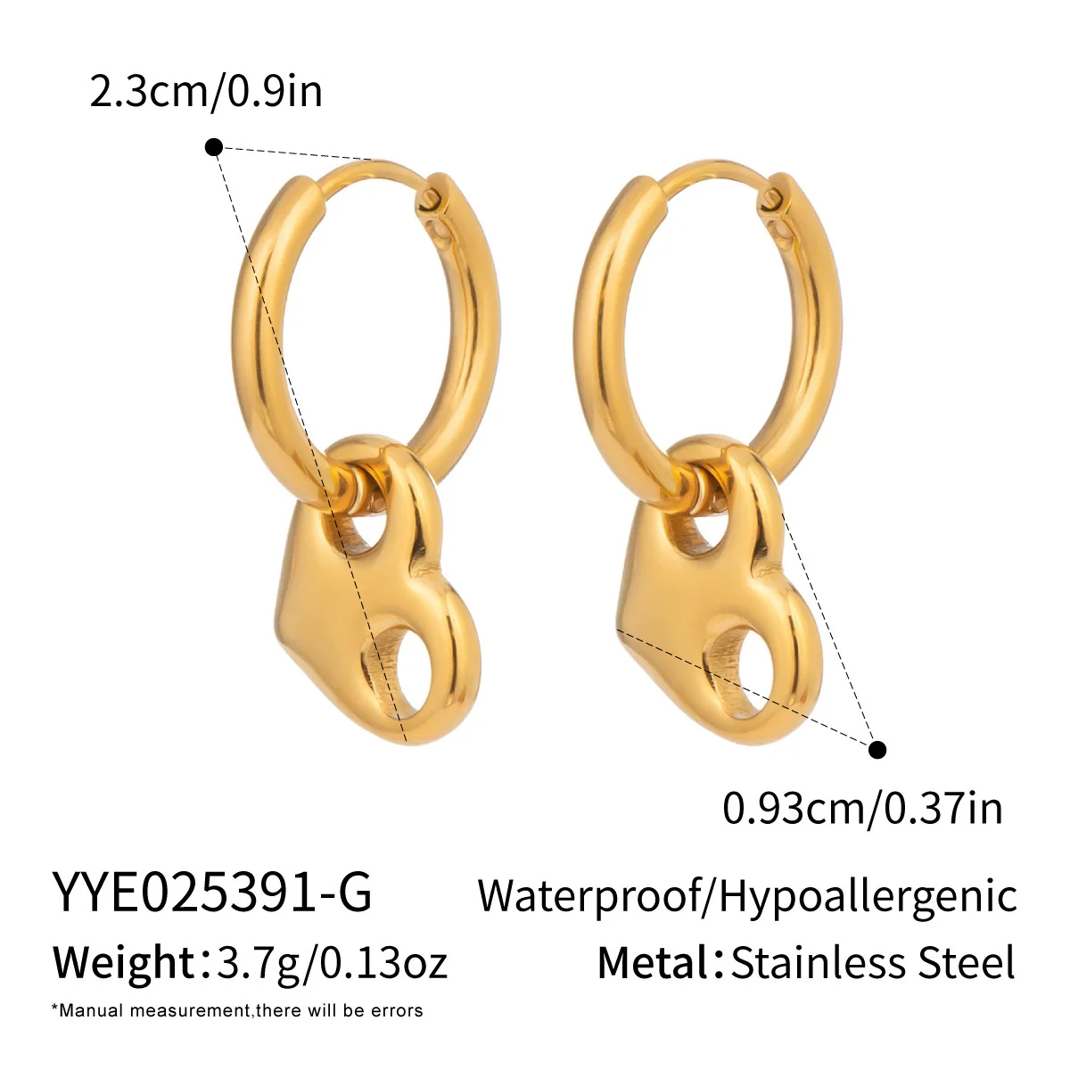 Wholesale Women's Versatile Electroplated Stainless Steel Heart Shape Hollow Earrings - Image 7