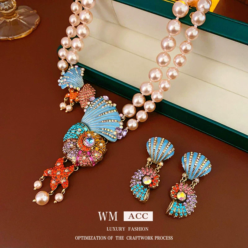Wholesale Women's Vintage Alloy Geometric Drop Necklace With Electroplating And String Of Pearls Chain - Image 3