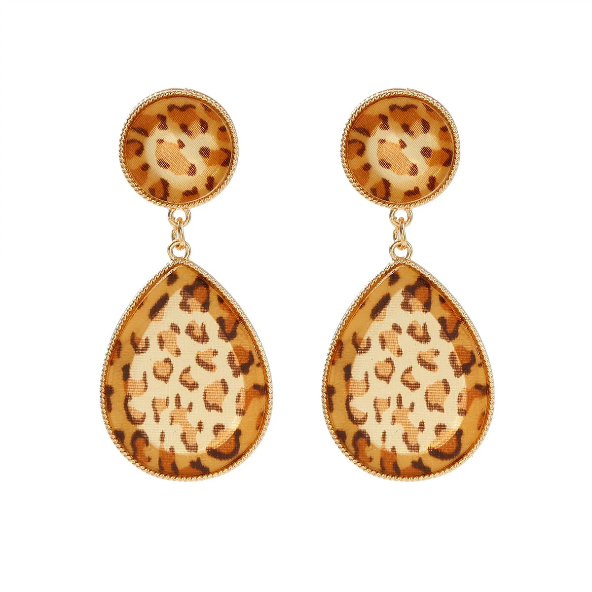 Wholesale Women's Vintage Geometric Acrylic Alloy Earrings With Leopard Pattern And Electroplating - Image 6