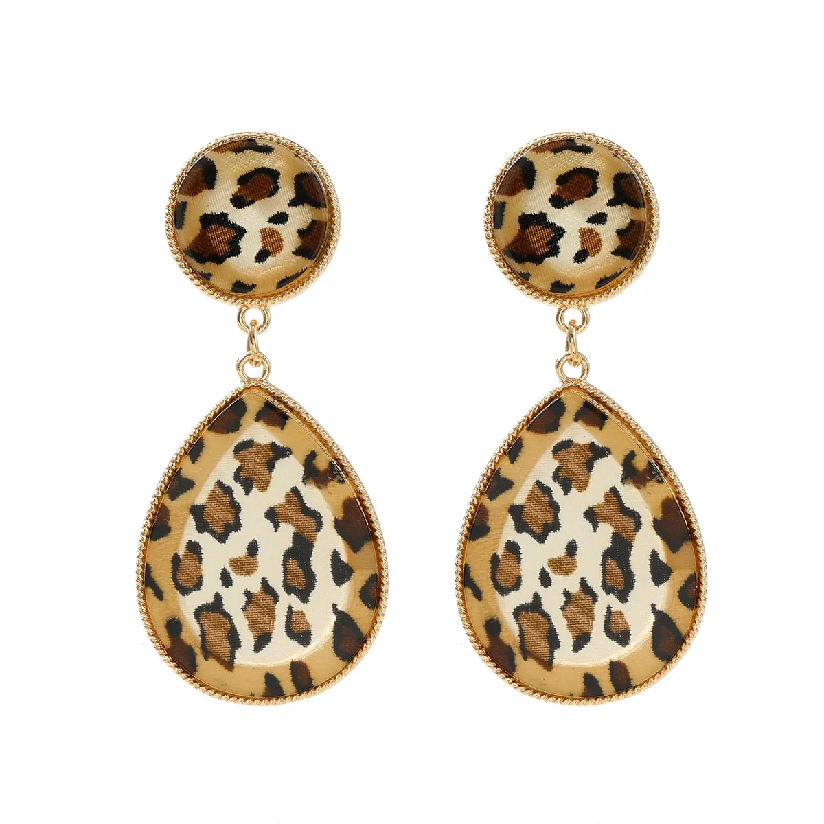 Wholesale Women's Vintage Geometric Acrylic Alloy Earrings With Leopard Pattern And Electroplating - Image 7