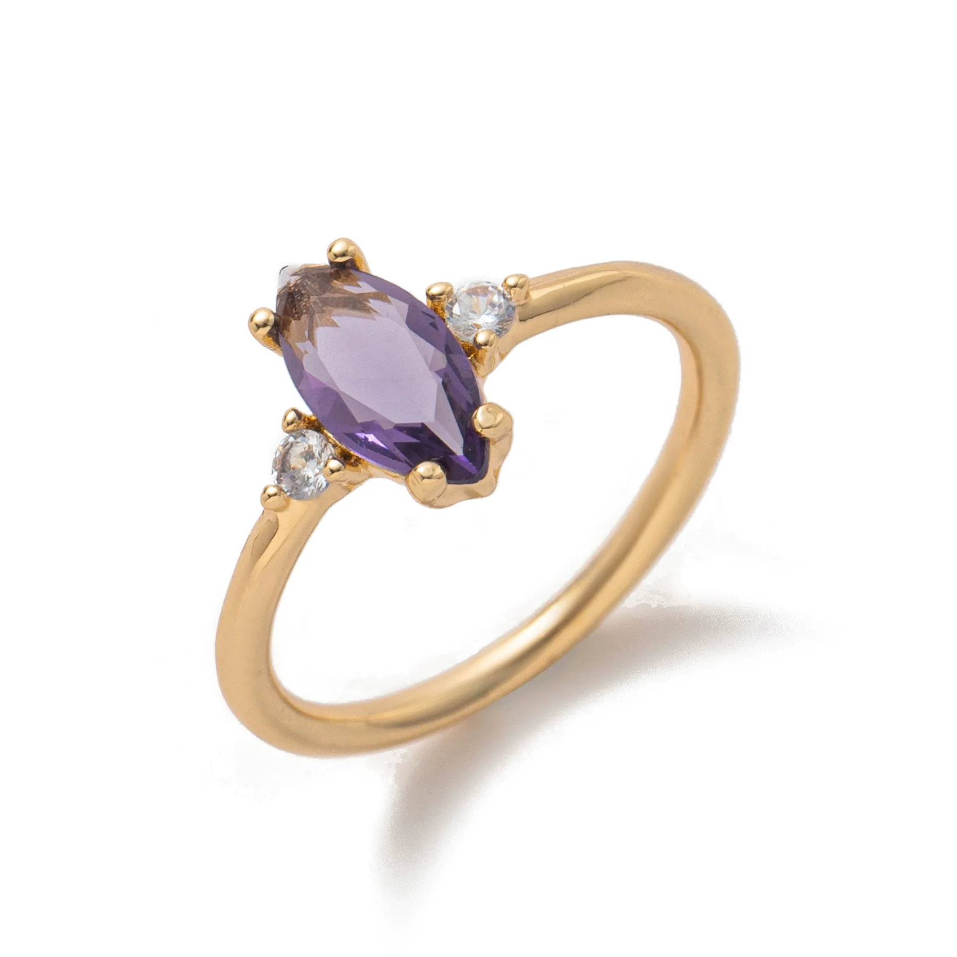 Wholesale Women's Vintage Geometric Copper December Birthstone Ring With 18K Real Gold Vacuum Electroplating - Image 4