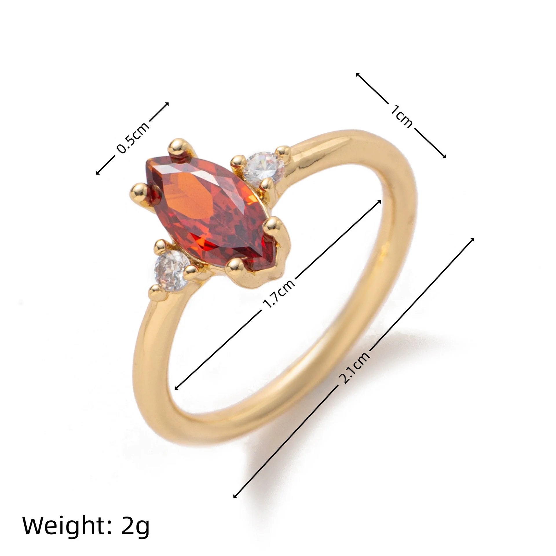 Wholesale Women's Vintage Geometric Copper December Birthstone Ring With 18K Real Gold Vacuum Electroplating - Image 5