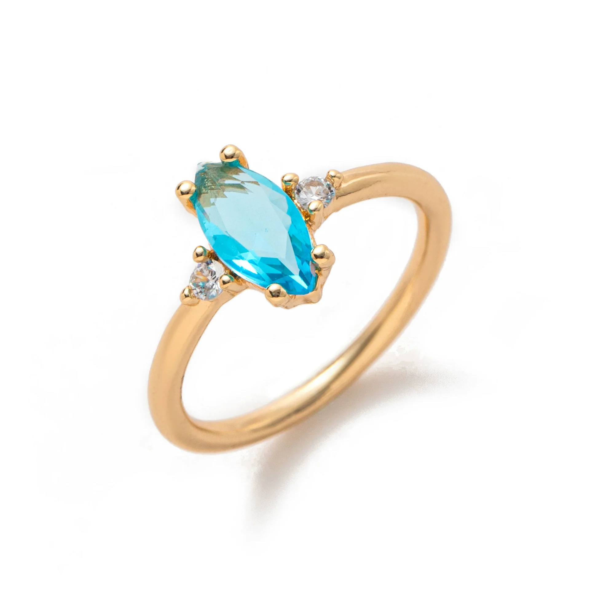 Wholesale Women's Vintage Geometric Copper December Birthstone Ring With 18K Real Gold Vacuum Electroplating - Image 8