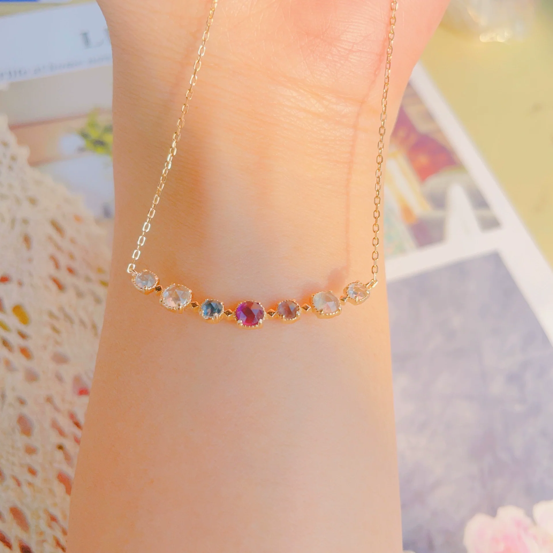Wholesale Women's Vintage Geometric Diamond Inlaid Crystal 925 Silver Cross Chain Necklace - Image 3