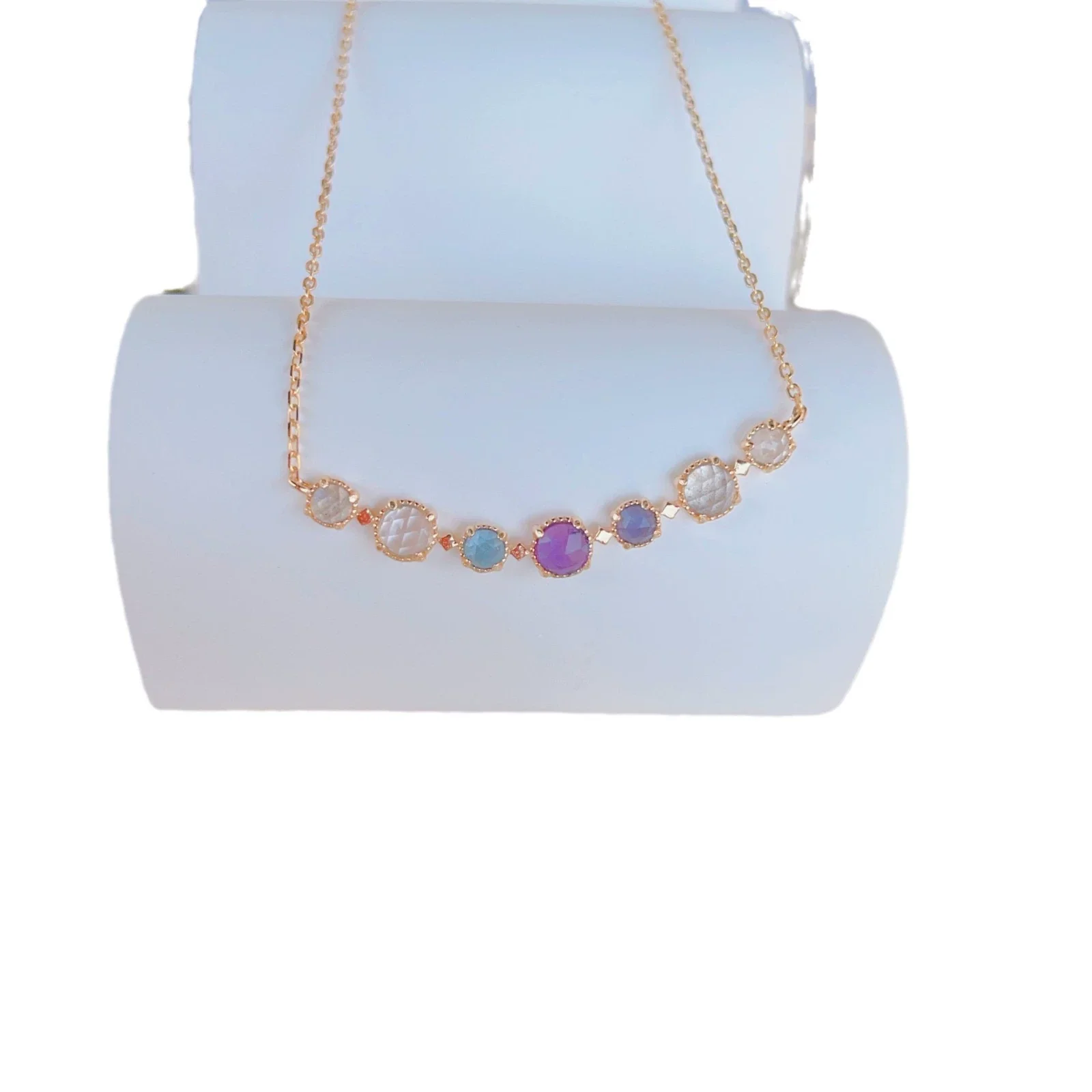 Wholesale Women's Vintage Geometric Diamond Inlaid Crystal 925 Silver Cross Chain Necklace - Image 5
