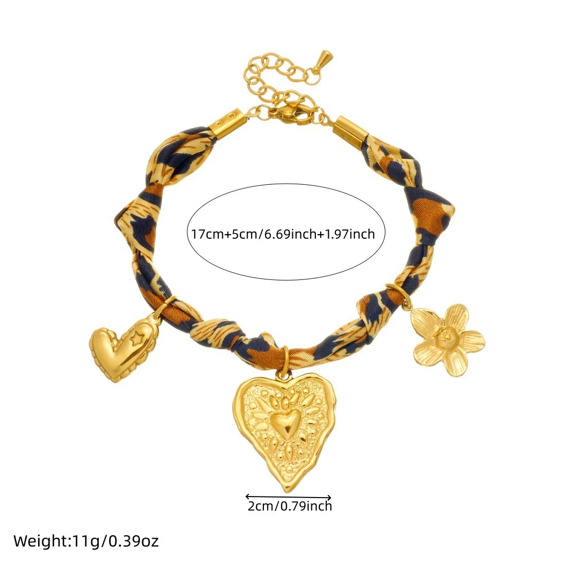 Wholesale Women's Vintage Leopard Print Gold Plated Stainless Steel Heart Shape Pendant Bracelet - Image 4