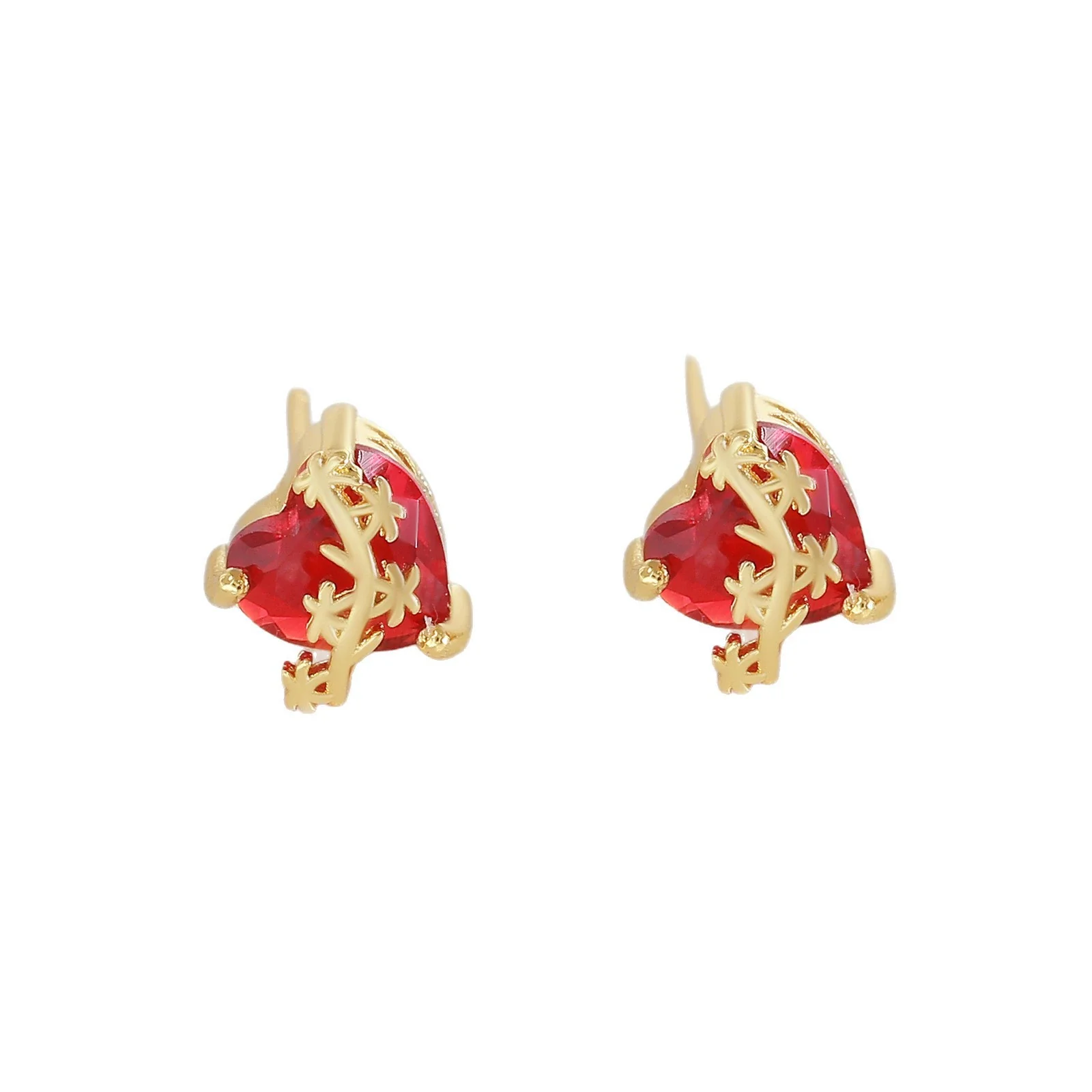 Wholesale Women's Vintage Loveshaped Copper Real Gold Plated Earrings - Image 5