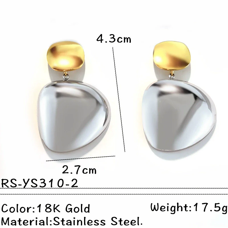 Wholesale Women's Vintage Minimalist Geometric Stainless Steel Goldplated Earrings - Image 6