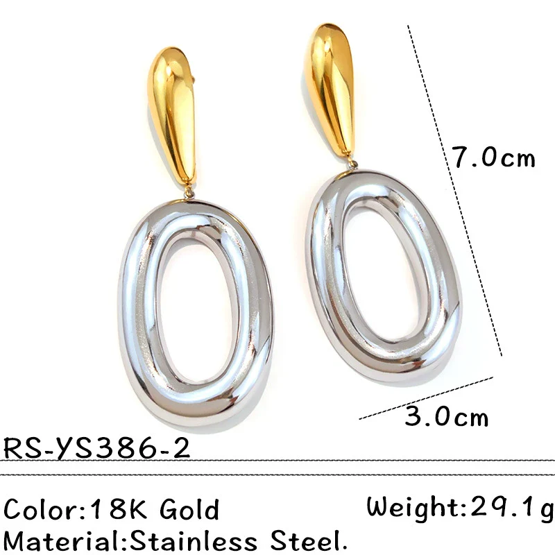 Wholesale Women's Vintage Minimalist Geometric Stainless Steel Goldplated Earrings - Image 7