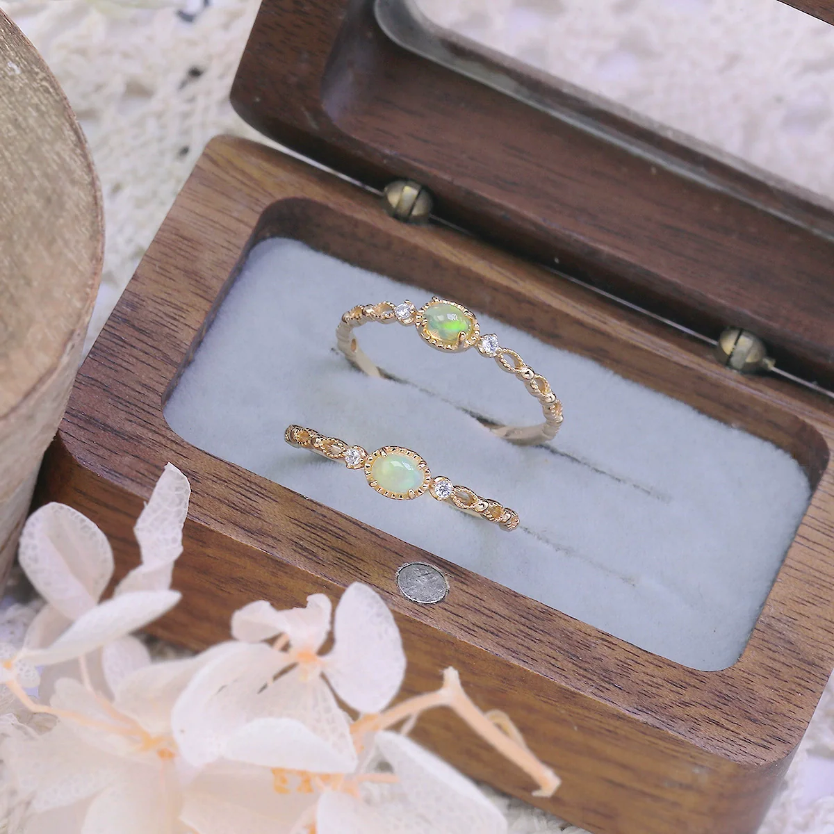 Wholesale Women's Vintage Natural Opal Set With Gems 925 Sterling Silver Water Drop Hollow Ring