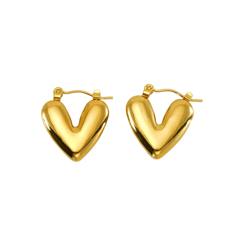 Wholesale Women's Vintage 316L Stainless Steel 18K Gold Plated Hollow Heart Earrings - Image 4