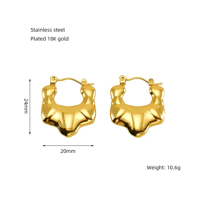 Wholesale Women's Vintage 316L Stainless Steel 18K Gold Plated Hollow Heart Earrings - Image 6