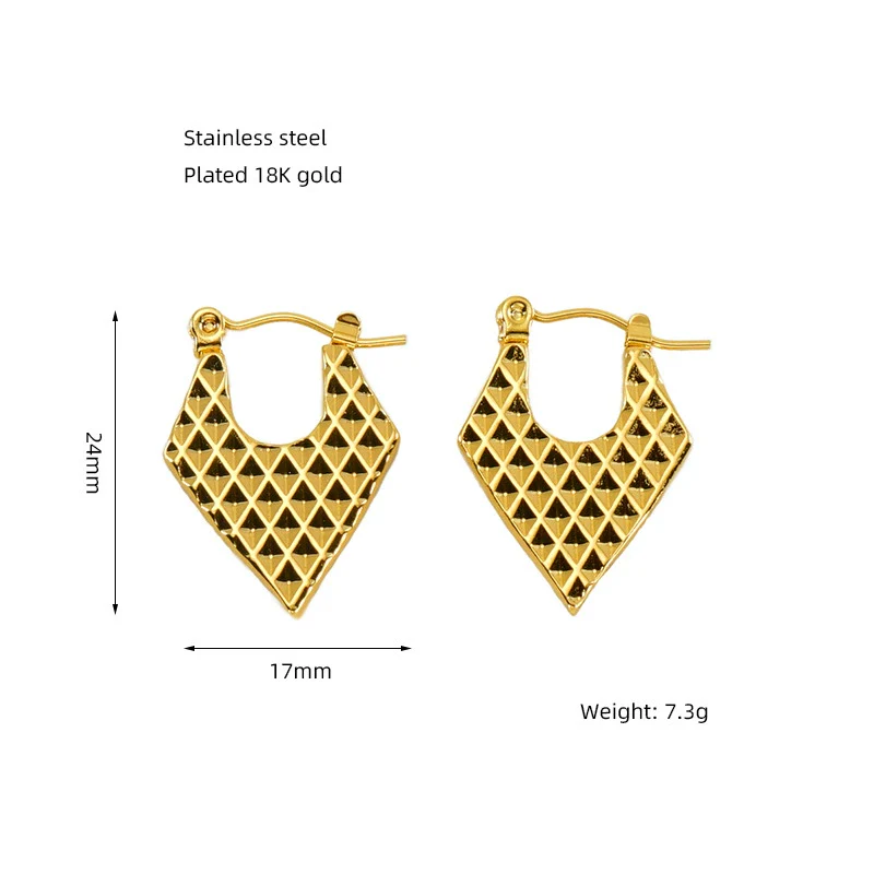Wholesale Women's Vintage 316L Stainless Steel 18K Gold Plated Hollow Heart Earrings - Image 8