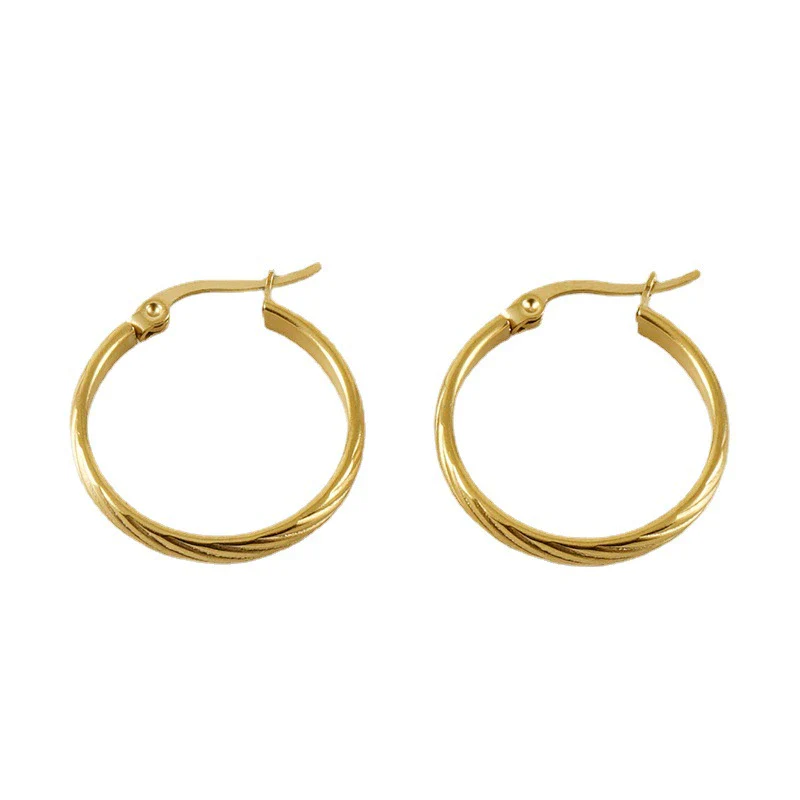 Wholesale Women's Vintage 316L Stainless Steel Geometric Earrings With 18K Gold Electroplating - Image 5