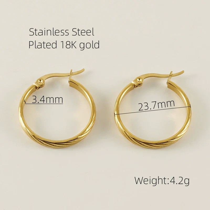 Wholesale Women's Vintage 316L Stainless Steel Geometric Earrings With 18K Gold Electroplating - Image 6