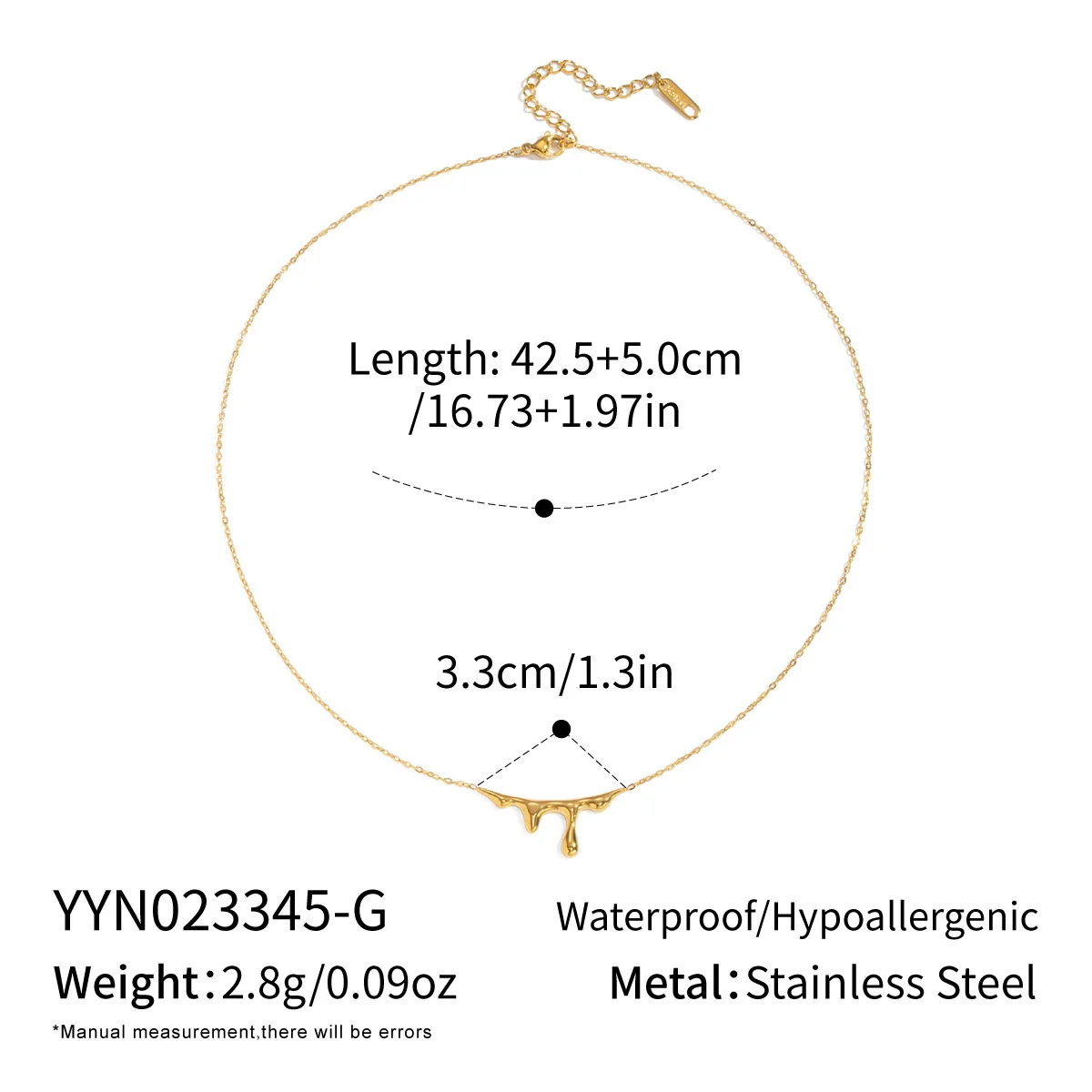Wholesale Women's Waterdrop Irregular Pendant Necklace With 18K Real Gold Pvd Vacuum Plating In Casual Style - Image 6