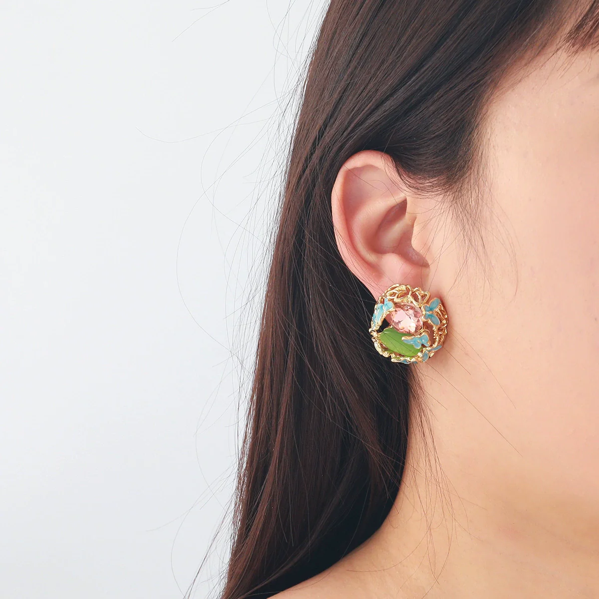 Wholesale Women's Zinc Alloy Fashion French Enamel Animal Geometric Pattern Diamond Set Butterfly Earrings - Image 3