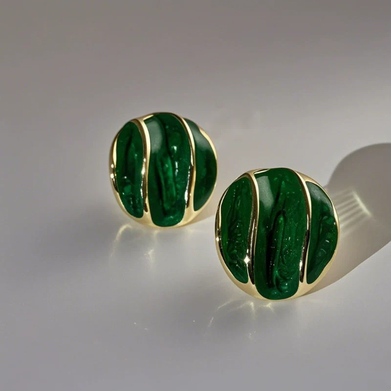 Wholesale Women's Zinc Alloy Geometric Irregular Round Glaze Electroplating Earrings - Image 6