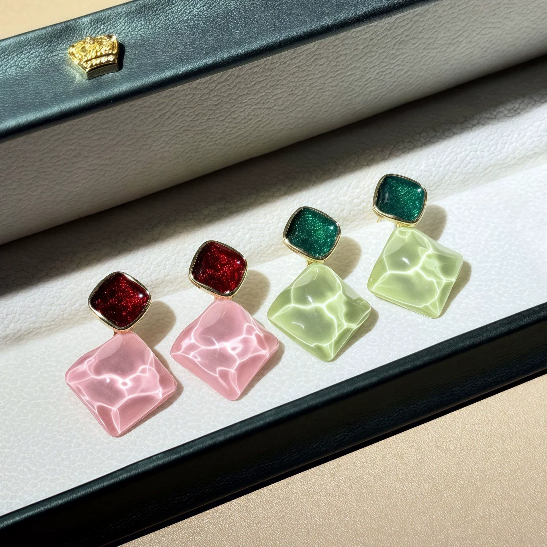 Wholesale Women's Zinc Alloy Geometric Little Fresh Rhombus Electroplated Earrings - Image 2