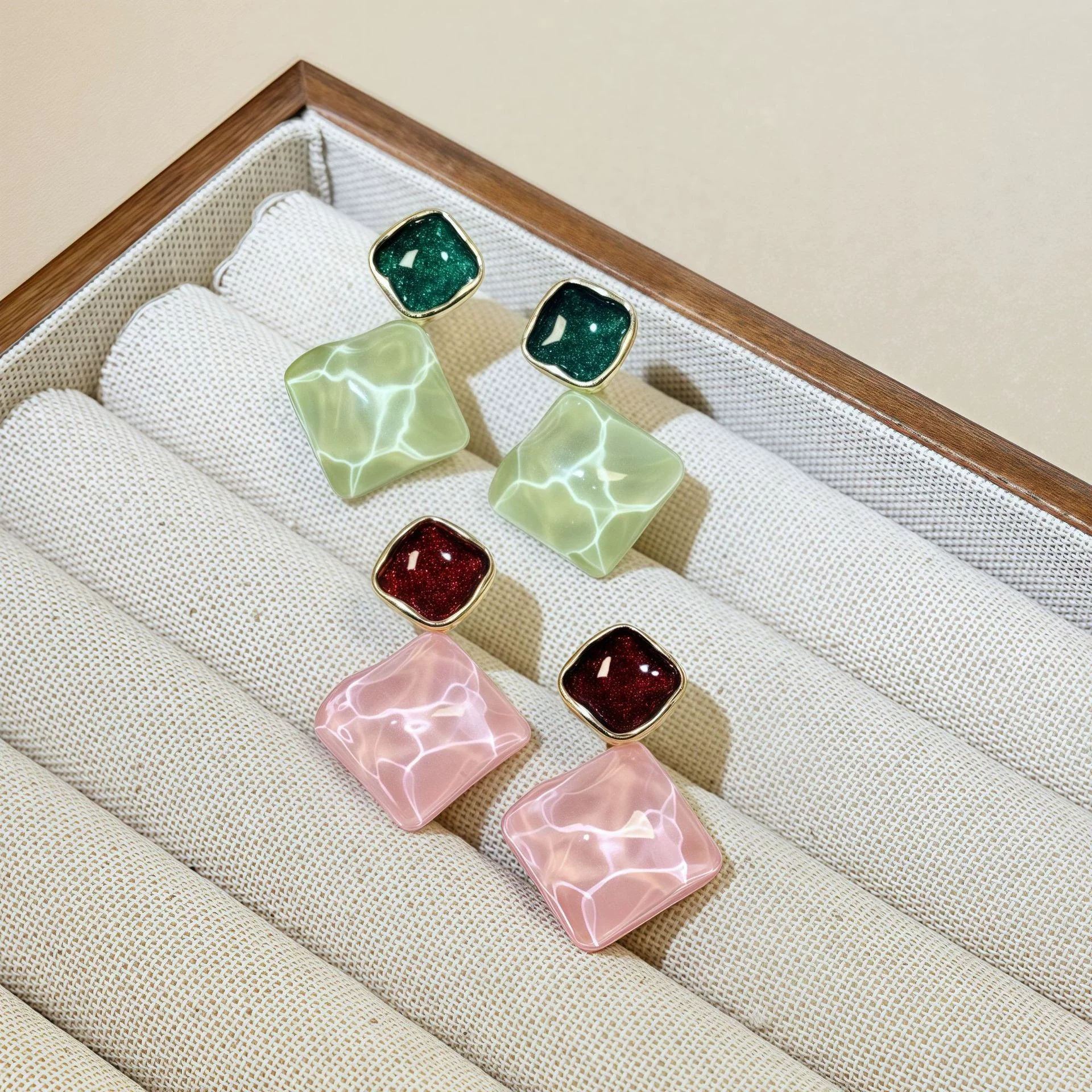 Wholesale Women's Zinc Alloy Geometric Little Fresh Rhombus Electroplated Earrings - Image 3