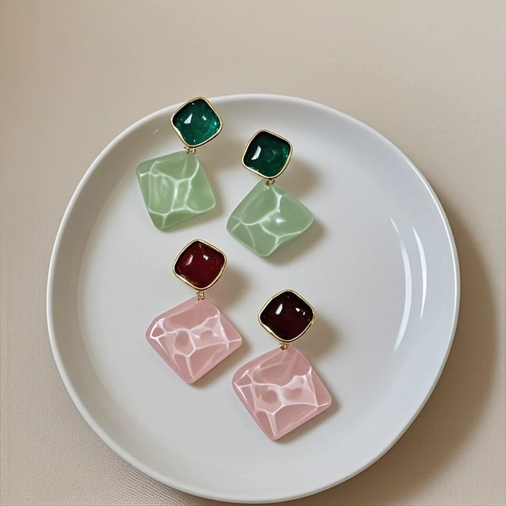Wholesale Women's Zinc Alloy Geometric Little Fresh Rhombus Electroplated Earrings - Image 4