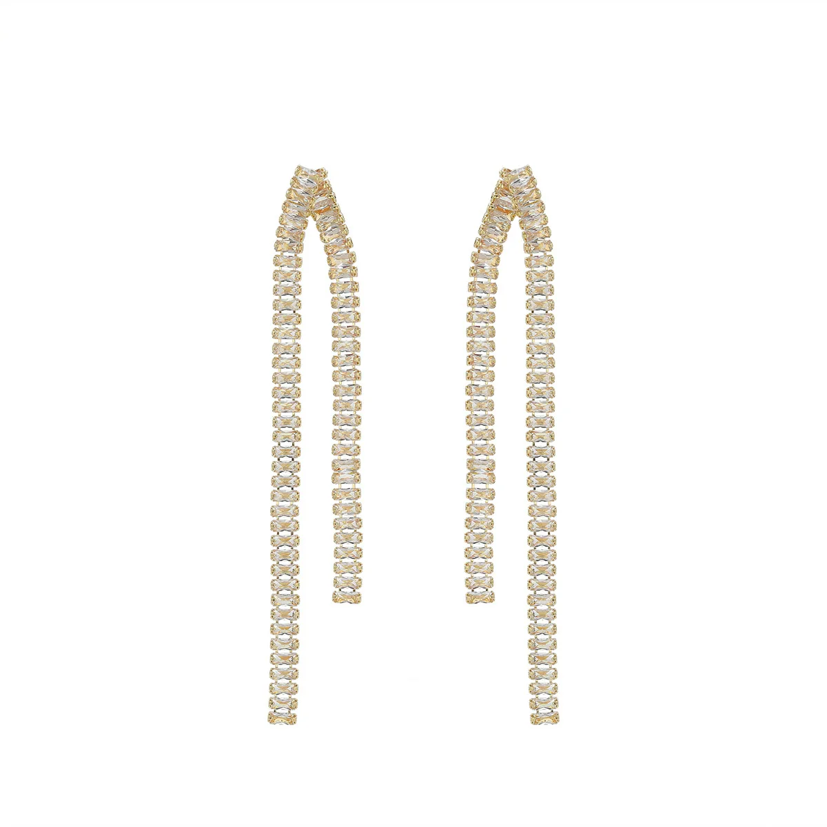 Wholesale Women's Zinc Alloy Geometric Tassel Chain Earrings Set With Diamonds Light Luxury Style - Image 6