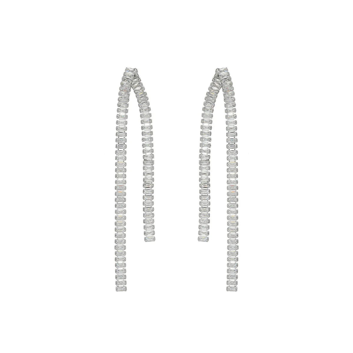Wholesale Women's Zinc Alloy Geometric Tassel Chain Earrings Set With Diamonds Light Luxury Style - Image 7