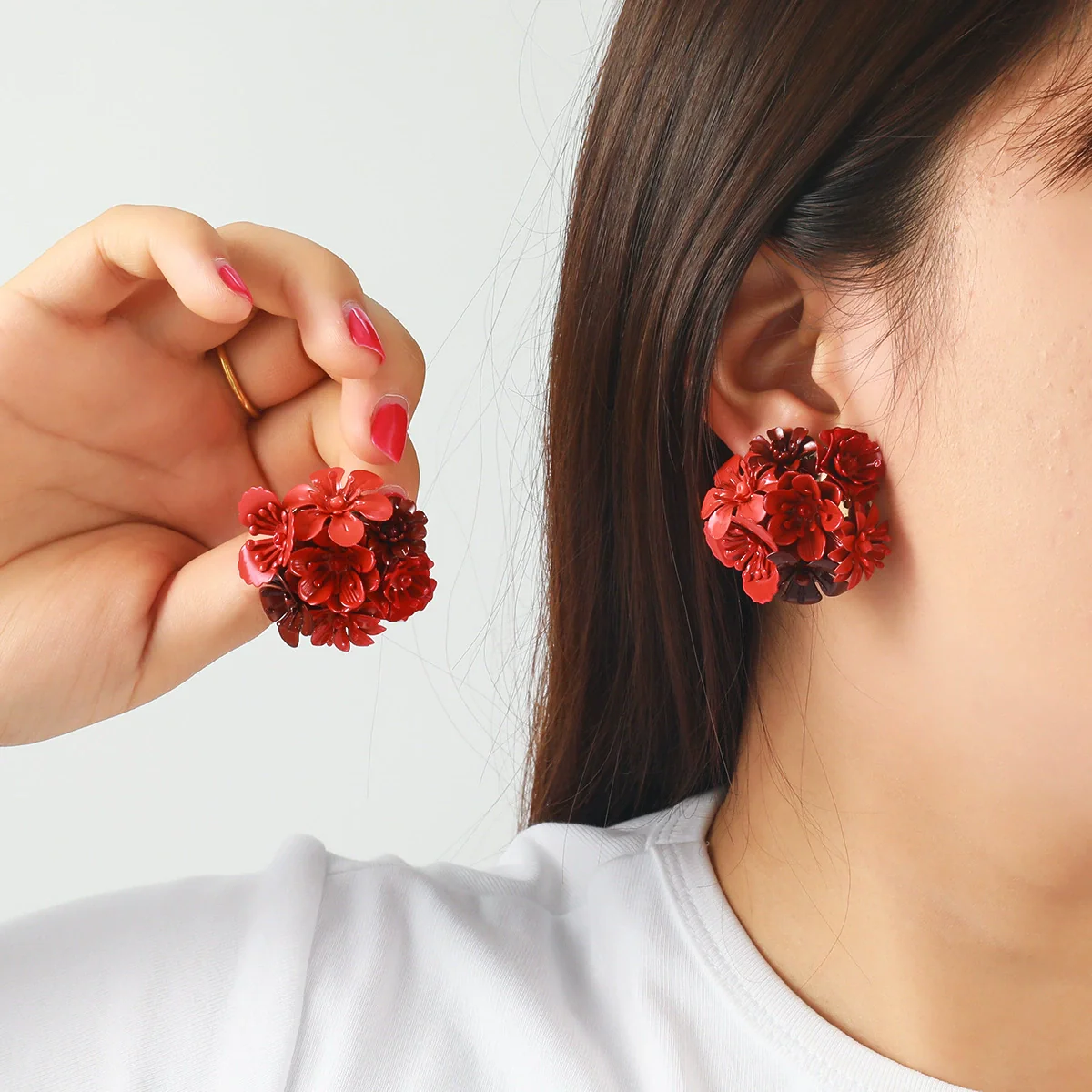 Wholesale Women's Zinc Alloy Handwoven Flower Earrings